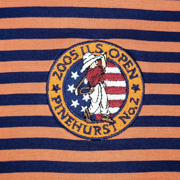 Vintage U.S. Open Pinehurst No.2 Polo Shirt Mens Large Navy Orange Tehama 2005 - Picture 4 of 16
